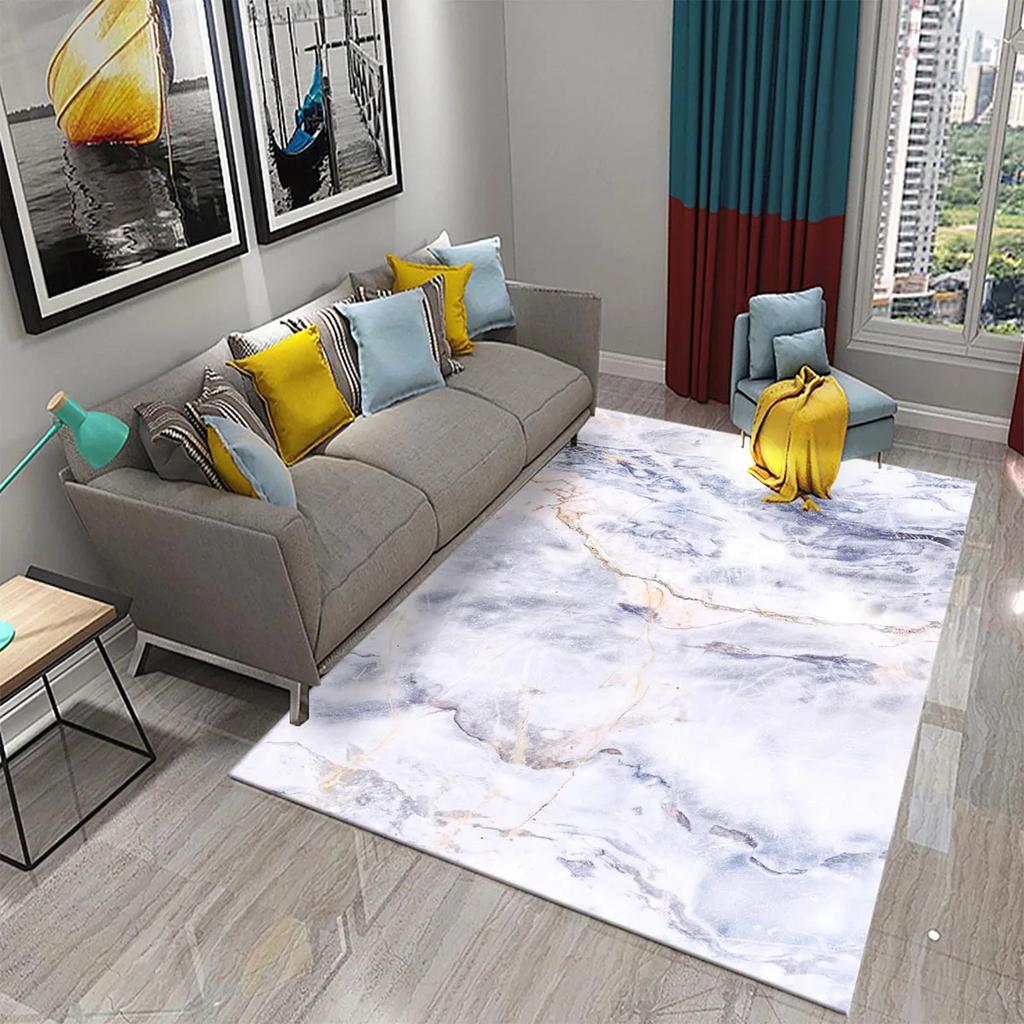 Dark Green Marbling Carpet Abstract Marble Pattern Rug Golden  Stone Texture Rectangle Area Rugs Living Room Bedroom Decor Mats