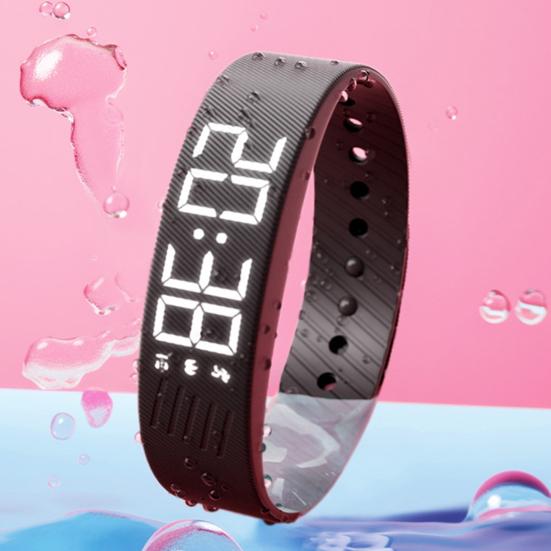 Fitness Alarm Clock Watch IP65 Waterproof Multifunctional USB Charging Digital Silent Vibration Wake-Up Sports Wristband