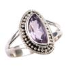 Pierre précieuse Améthyste Rose Naturelle Fait Main Argent Massif 925 Bijou Bague T.7.5 j7m03