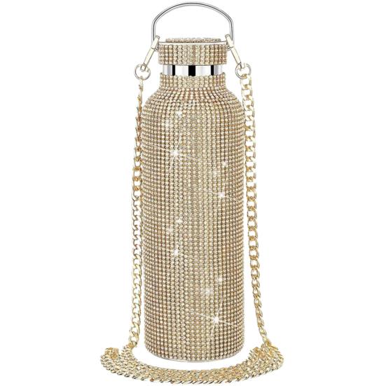 Insulated Rhinestone Vacuum Cup Stainless Steel Flask Bottle Drinking Kettle