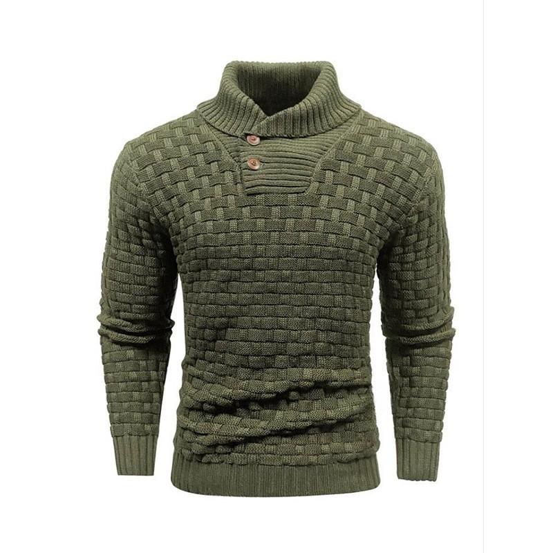 Men's Lapel Business Knitted Sweater Fashion Elastic Pullover Bottom Sweater