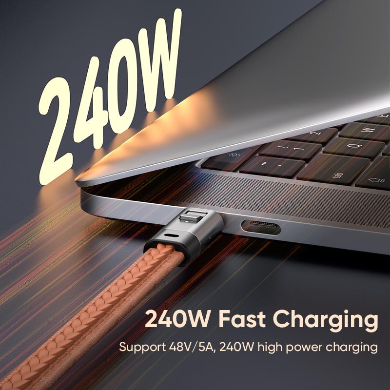 240W Mobile Fast Charging Cable Type-C to USB-C Keychain Anti Loss Hanging Rope 48V5A Short Line Laptop Tablet Charging Cable