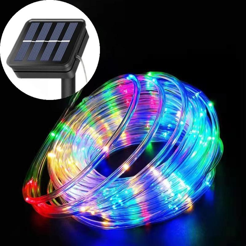 Solar LED Rope Lights Fairy Tube Light String Outdoor Waterproof 8 Mode 5M/10M/20M Light for Home Garden Christmas Wedding Decor