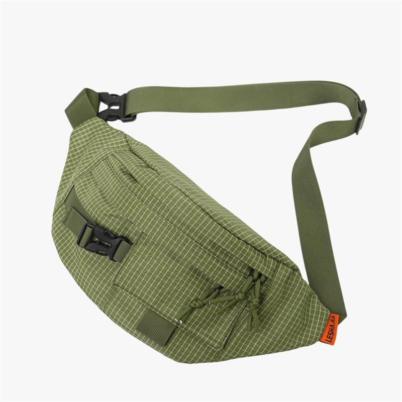 Stylish Grid Pattern Chest Bag Multiple Pockets Ideal for Outdoor Activities and Daily Use