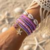 Colorful Dopamine Starfish Shell Beads Elastic Bracelets Set for Women Bohemian Heishi Chain Bracelet Summer Party Jewelry Gift