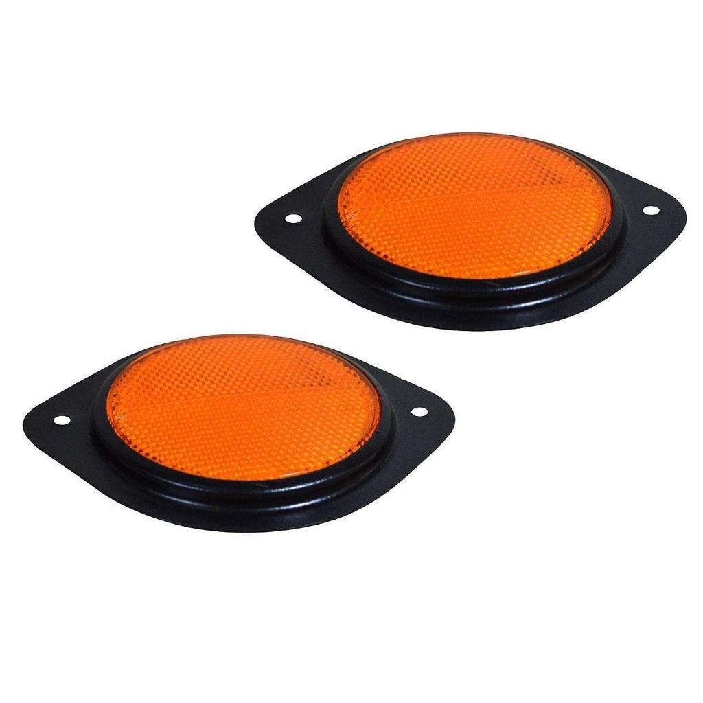 2X Amber Reflex Reflector for Tractor, Truck, Trailer, Car & Bus — With Metal Base