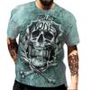 New Men's T-Shirts 3D Skull Printed Black Streetwear Short Sleeve Round-Neck Horror Halloween Man Tops Loose Fashion Gothic Tees
