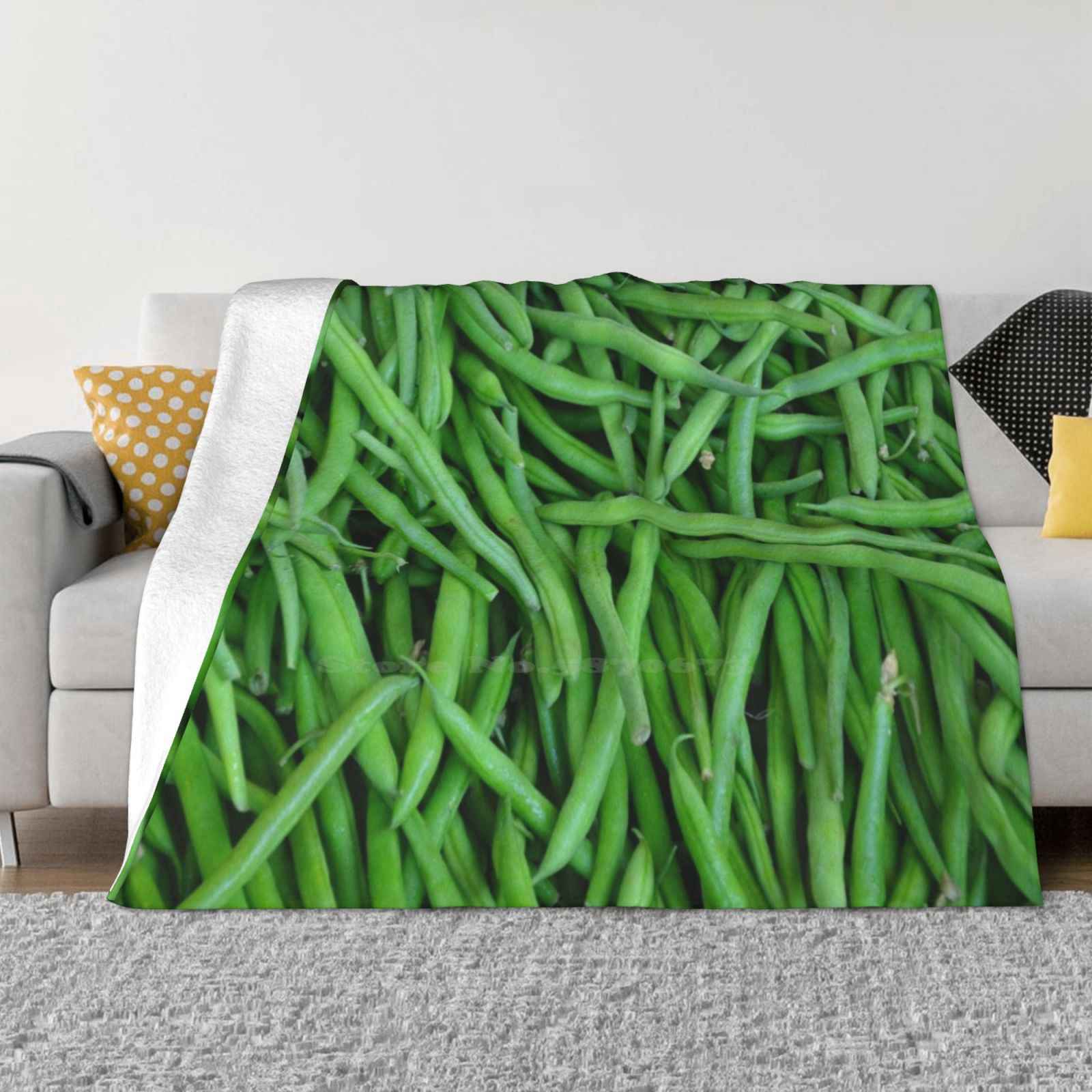 Fresh Green Beans Best Selling Room Household Flannel Blanket Green Beans Food Agriculture Cooking Ingredient Fresh Organic 30x40in