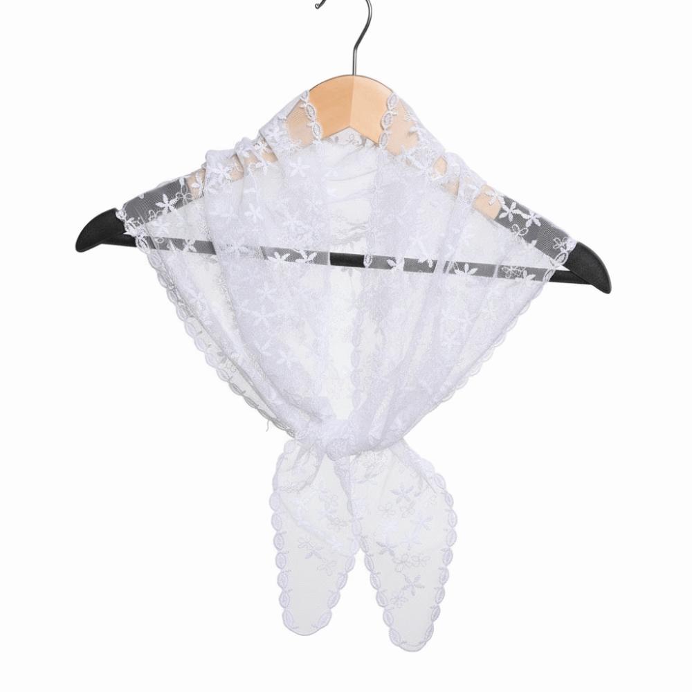 Elegant Embroidered Flower Lace Scarf Breathable Mesh Lightweight Triangle Scarf Sunscreen Shawl Spring