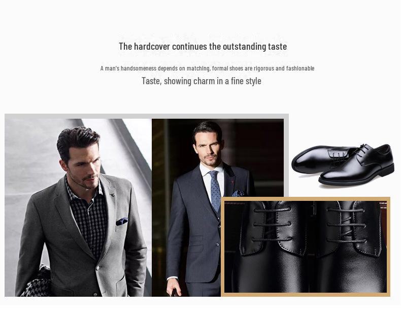 Pánské formální kožené boty pro podnikání - Měkká podrážka, Prodyšné, Neformální, Šněrovací, Černé, Britský Korejský styl