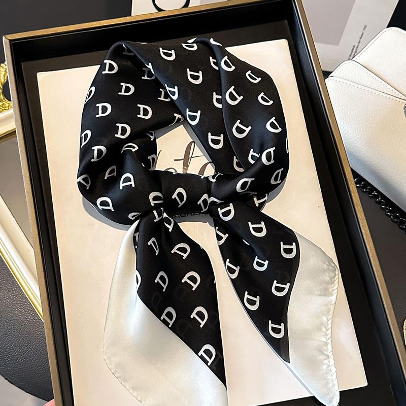 70x70cm Silk Scarf for Women Summer Print Square Shawl Silky Headscarf Bandana Office Ladies Neck Scarf Hair Band Gift Muffler