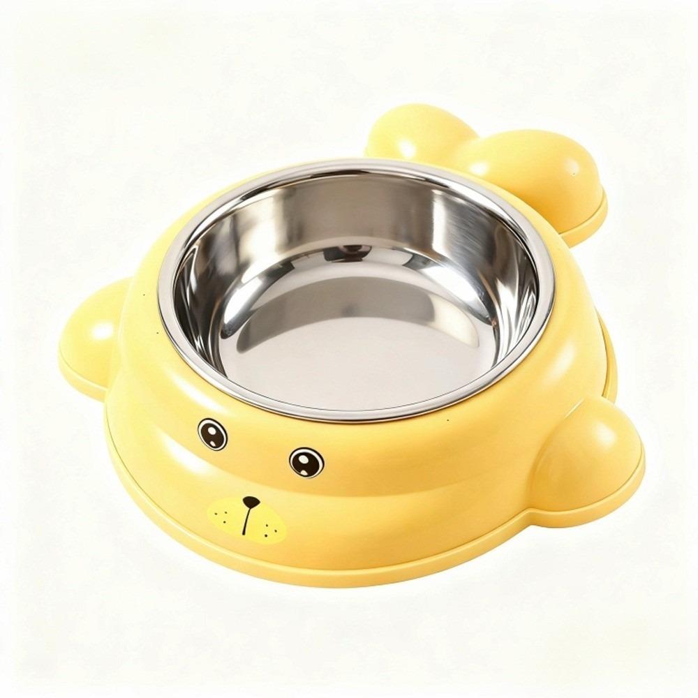 Cute Non-slip Stainless Steel Cat Bowl Anti-Choke Durable Dog Food Bowl Anti Tip Cartoon Anti-Spill Pet Feeder for Cats and Dogs