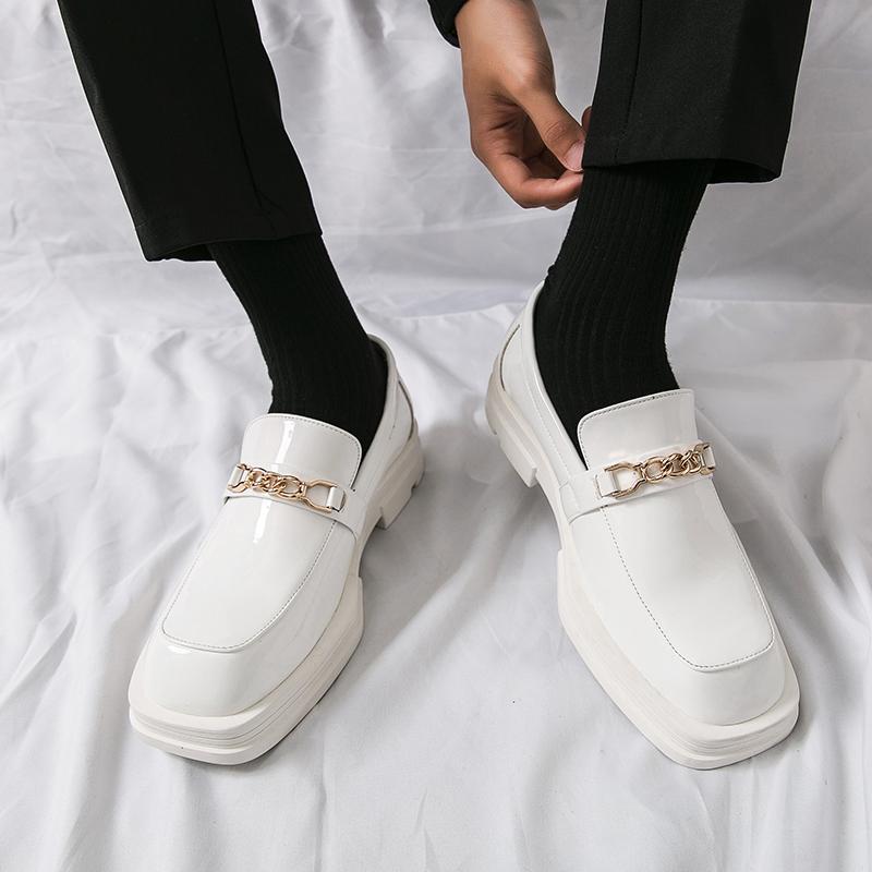 Fashion Male Luxury white Loafers Shoes Leather Shoe Men Platform Retro Business Work Shoes Spring Autumn Derby Shoes Low Top Man Casual