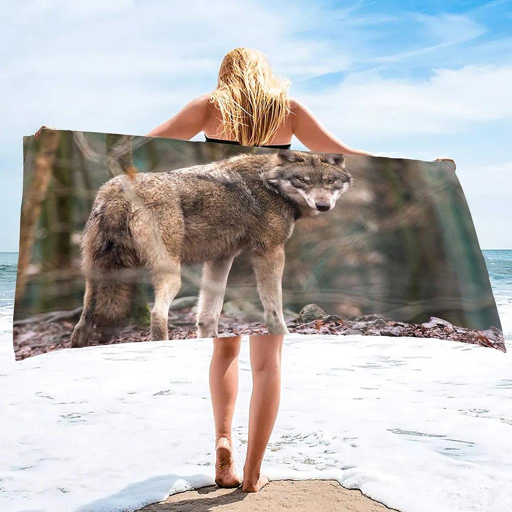 Wolf Beach Towel Groups of Wolves Wild Animal Design Soft Sand Free Bath Towel Quick Dry Sport Spa Yoga Gym Kitchen Hand Towels