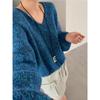 Damen Herbst Winter Lockerer Strickpullover Weich Warm Langarm Einfarbig Lässig Übergroß Pullover Tägliche Streetwear Oberteile