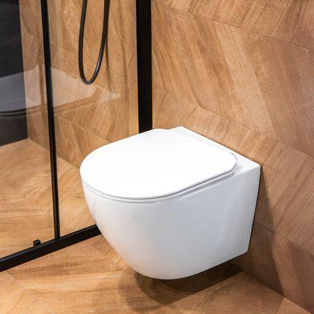 Some interno rimless wall-hung toilet bowl with soft-close seat 490 white gloss TW-1401