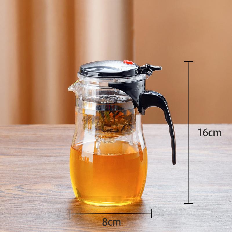 Teapot With Infuser Thickened Glass Heated Resistant Tea Pot One-Button Filtering Tea Separation Kettle Tea Coffee Maker