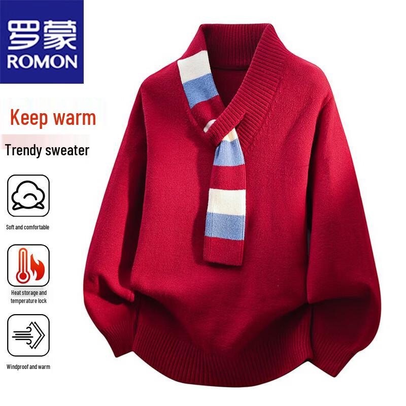 

ROMON Men s Autumn/Winter V-Neck Knit Sweater L