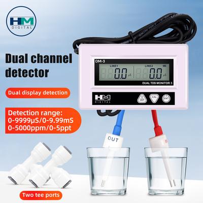 HM DM3 Digitaler Online-Wasserqualitätsprüfer LCD-TDS-Messgerät Zweikanal-PPM-Erkennung Einlassauslass-Test für Pool-Labor