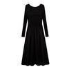 French-Style Black Long-Sleeved Tea Dress For Women, New High-End Hepburn-Style Waist-Cinching Long Dress For Spring, Summer, And Autumn