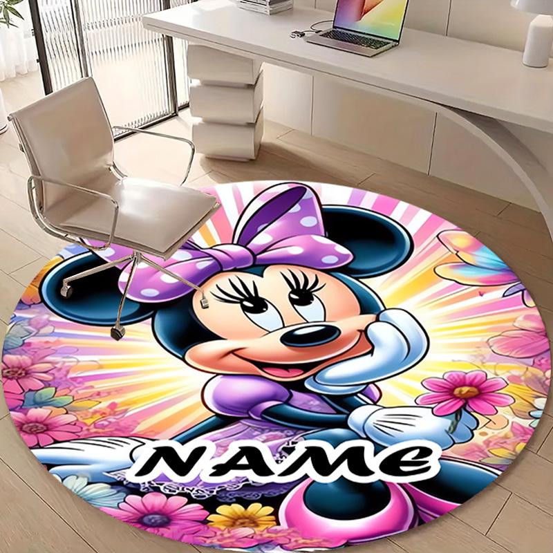 Personalized M-Minnie Round Chair Office Rug - Perfect for Mat, Office Chair & More - Ideal Gift for Birthdays and Holidays