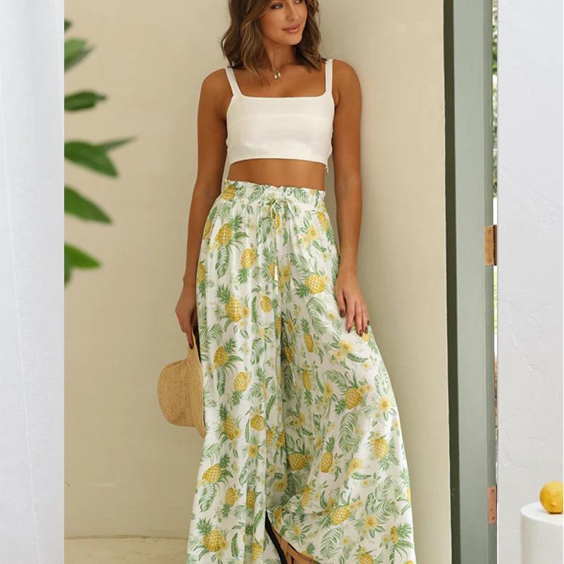 Summer Women Trousers, Casual Wide Leg Trousers, Loose Casual Fashion Trousers Women