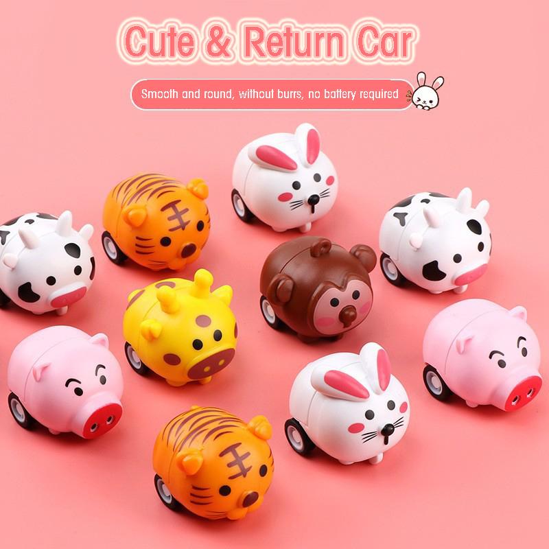 3 Pcs Cutecute Cartoon Animals Car Toys Mini Stunt Cars Parent-Child Interaction Puzzle Children'S Toys Boy Girl Birthday Gifts