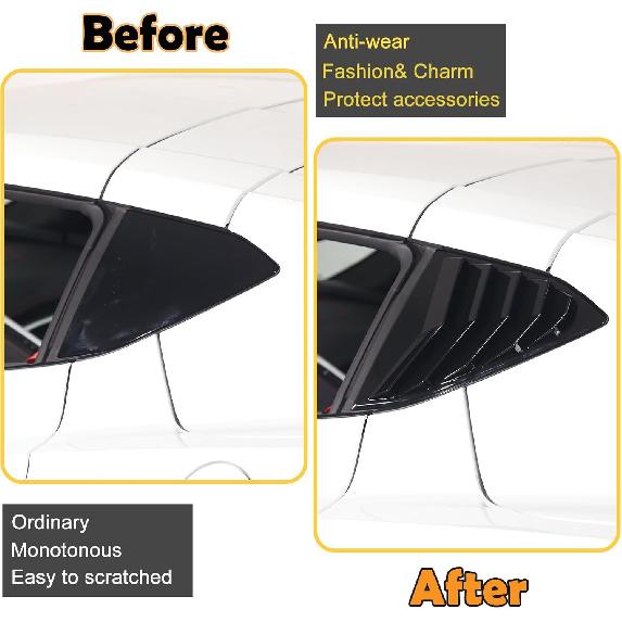 Rear Side Window Louver Cover Compatible with Corvette C8 Stingray 2020-2023, Side Window Louvers Air Vent Shades Cover Trim, Rear Quarter Window