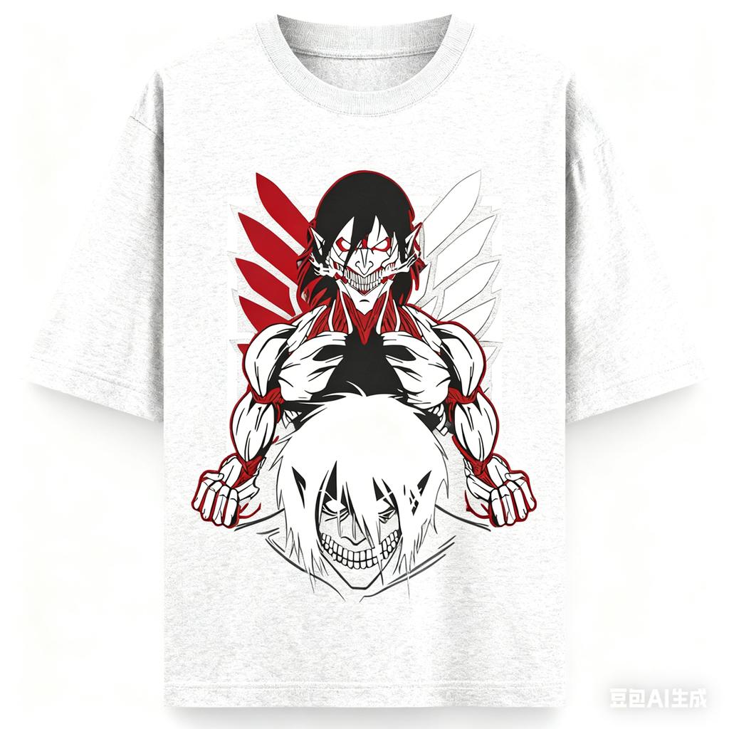 Attack on Titan Anime Eren Jaeger Printing Oversized Cotton Tshirt Men and Women Harajuku Casual Summer Absorb Sweat Tshirt