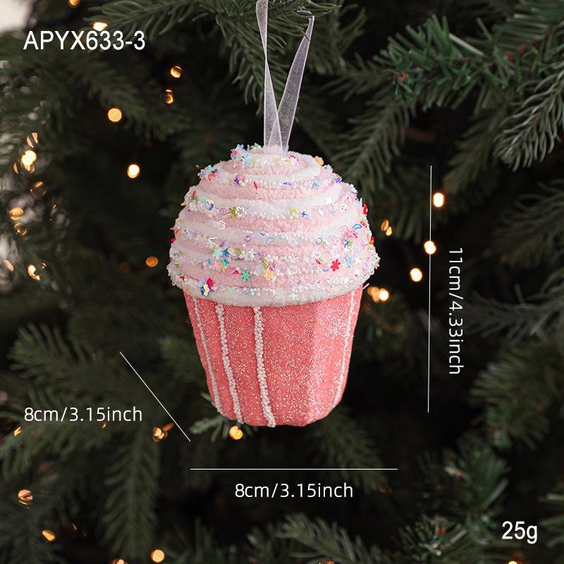 New Christmas Ornaments Cute Pink Cartoon Macaron Foam Candy Christmas Tree Pendant Pendant Props