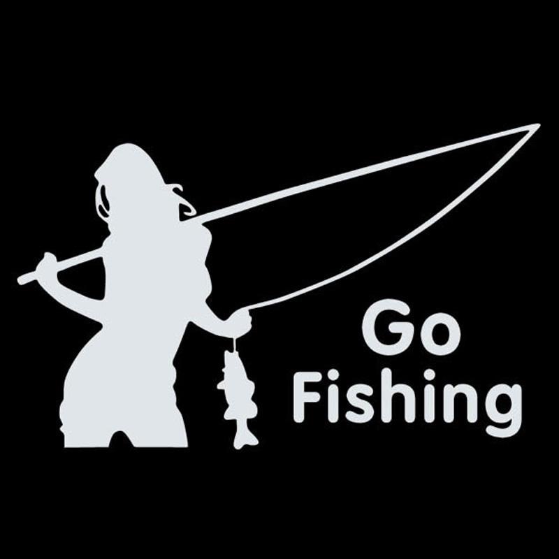 Metvi Sticker Pretty Girl GO FISHING Car Sticker Waterproof Vinyl Stickers Hobbies Auto Products