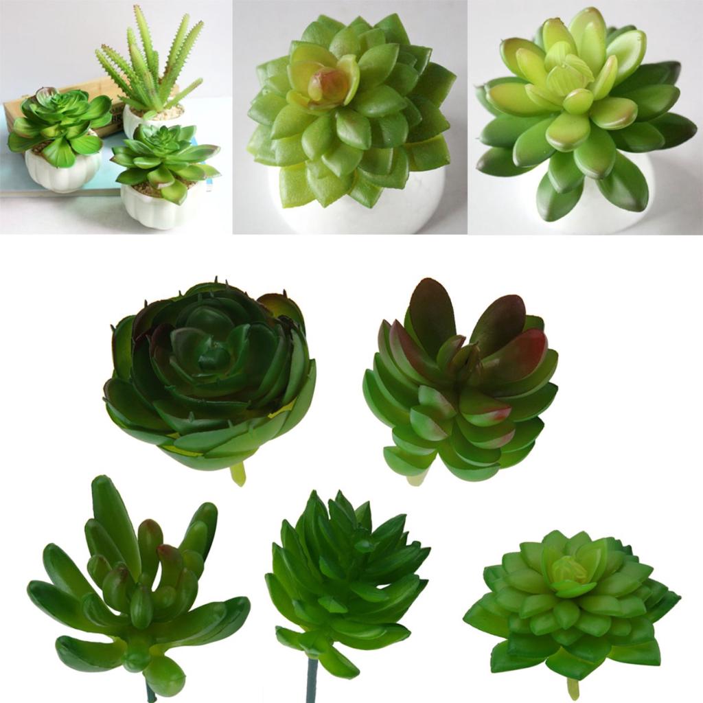 10pcs Mini Plastic Succulent Plant Fake Small Bonsai Flower Pot Home Garden Deco