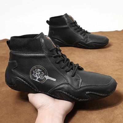 Mode 2024 Herren Winterstiefel Mode Lederstiefel Herren Herbst Winter Schnee Freizeitschuhe Herren Outdoor Leichte Knöchel Anti-Rutsch Warm Zapatos