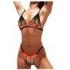 Women's Colour Block Print High-Breasted Straps Bikini Set Two-Piece Swimsuit