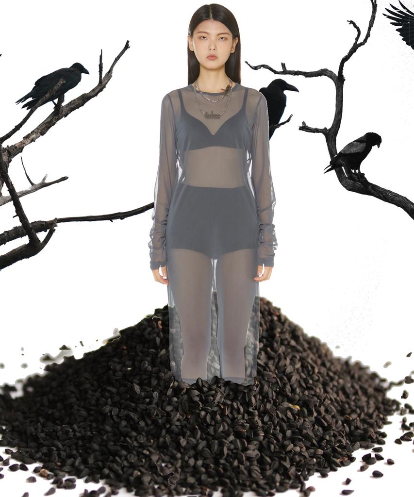 Suki Sheared Dress (Black Sesame)