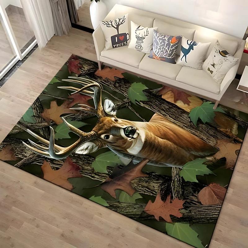 1PC Flag Deer Pattern Rug Carpet for Living Room Bathroom Mat Creative Doormat Carpet for Bedroom Home Decor