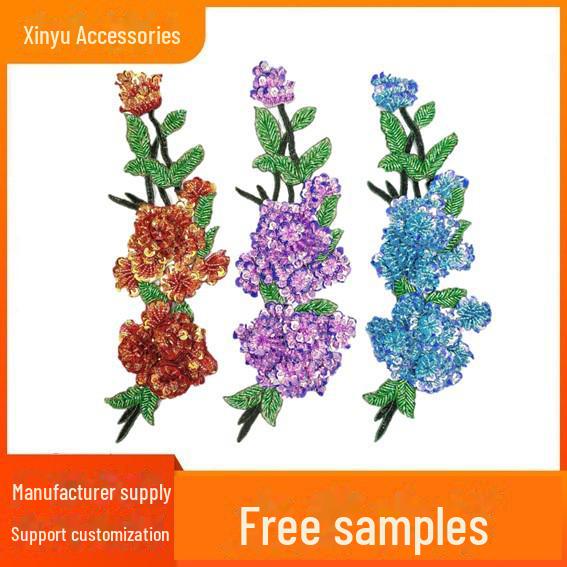 Water-Soluble 3D Floral Embroidered Beaded Patch for Collar or Dance Costume