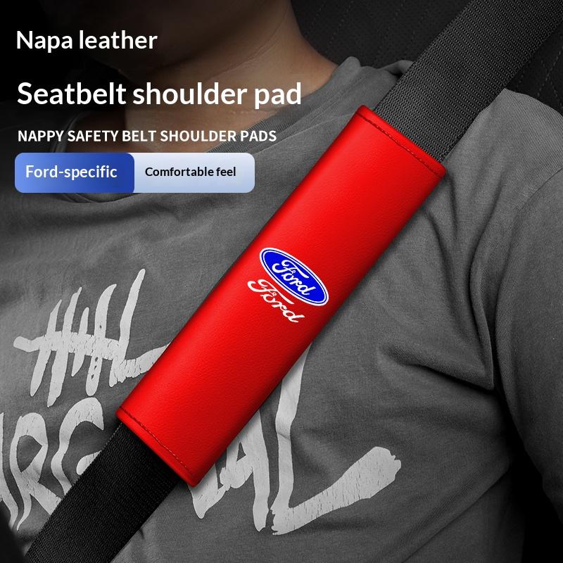 AKJ1 For Ford Mondeo Focus Explorer Escape Kuga Everest Bronco F-150 Ranger Transit Leather Shoulder Pads For Car Seat Belts