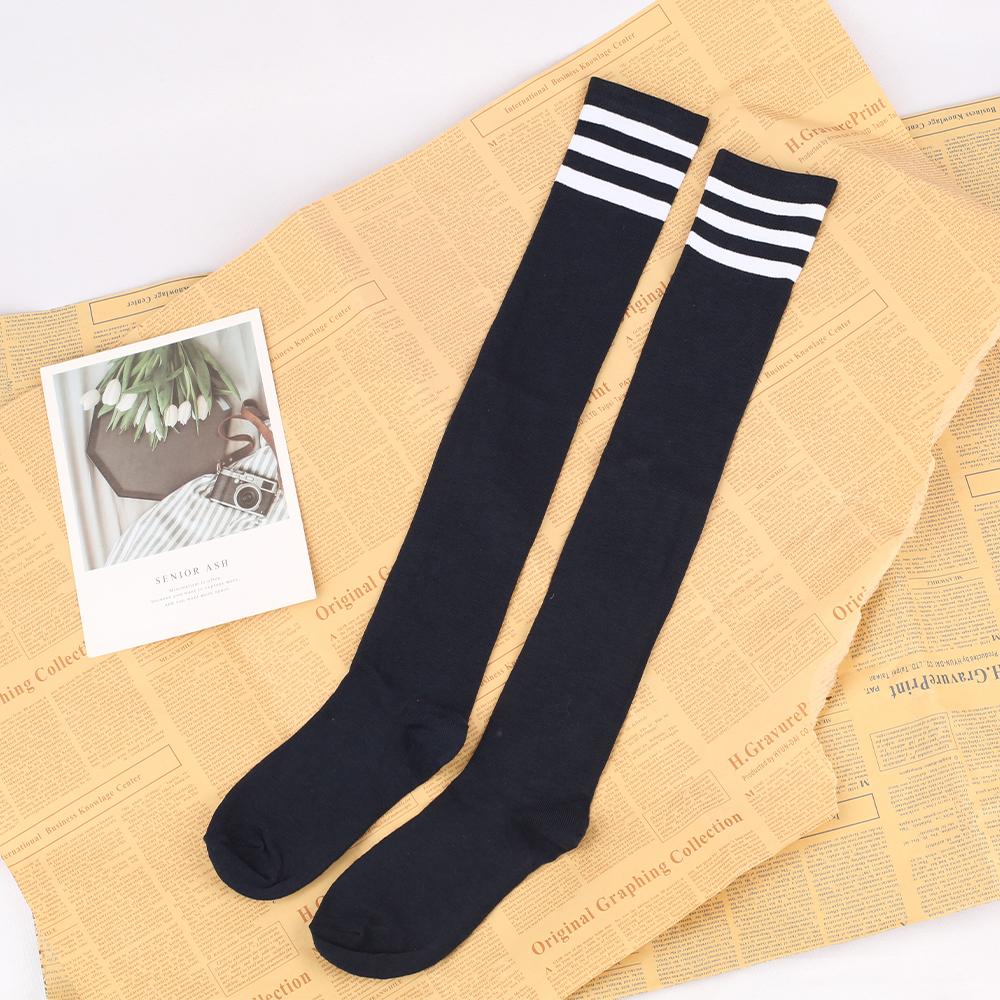 Long Socks With Three Stripes And Over The Knee College Style Performance Dance Women's Pressure Cotton Stocking