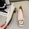 Gentle single shoes women's low heels spring and summer new shallow mouth square head soft sole non-slip medium heel Doudou shoes