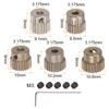 uxcell 64P Pinion Gear Set, 3.175mm (18") Shaft, 21T, 22T, 23T, 24T, 25T, Aluminum Alloy Motor Gears for 110 RC Car (Set of 5)