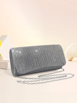 New Style Women's Shiny Pleated Crossbody Clutch - Perfect for Weddings, Cocktails, and Evening Events
