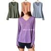 Foreign Trade Plus Size Women Spring and Autumn Quick-Drying Sanding V-neck Sports Running Yoga Slim Fit Base Long Sleeves Shirt 807