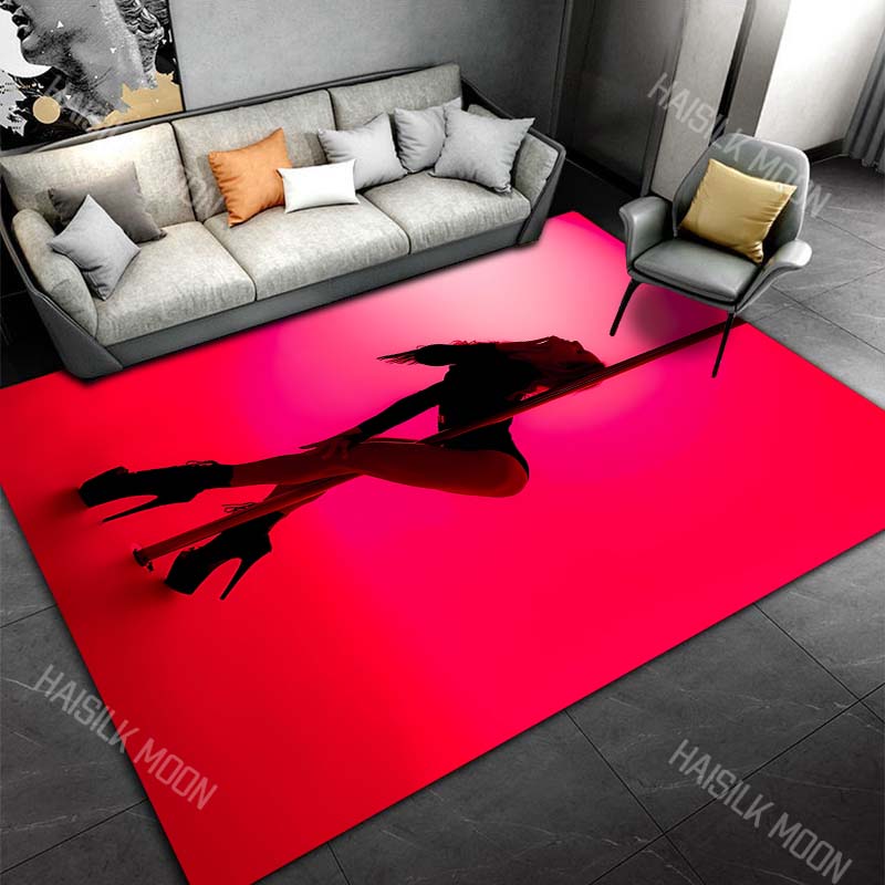 Pole Dance Art Print Cartoon Carpet Rug for Living Room Bedroom Sofa Home Decor Area Rug Non-slip Mat for Gifts