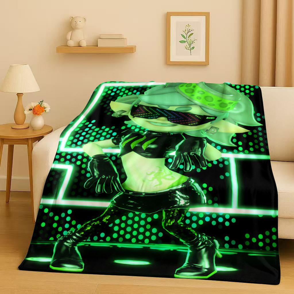 HD Splatoon Game Cartoon Flannel Blanket,Ultra Soft Warm Plush Throw for Home Bedroom Bed Sofa Cover Office Travel Picnic Kids