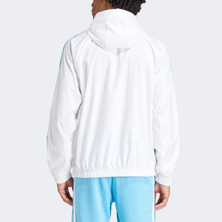 Adidas Sportovní výkon Argentina Tým Třípruhová barevně blokovaná bunda s kapucí s dlouhým rukávem Pánské svrchní oblečení Bílá IU2138