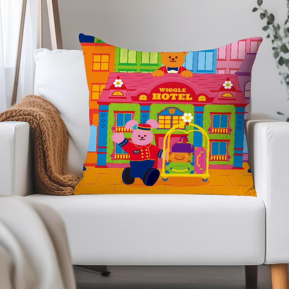 Happy W-wiggle Cartoon Pillow Case Applicable Space For Guest Rooms Interiors Cars Office House Decoration