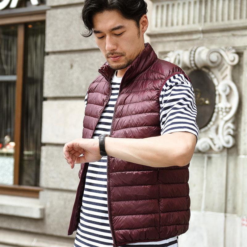 2023 Men's Stand-Up Collar Vest: Autumn & Winter Lightweight Waistcoat, Youth Large Size