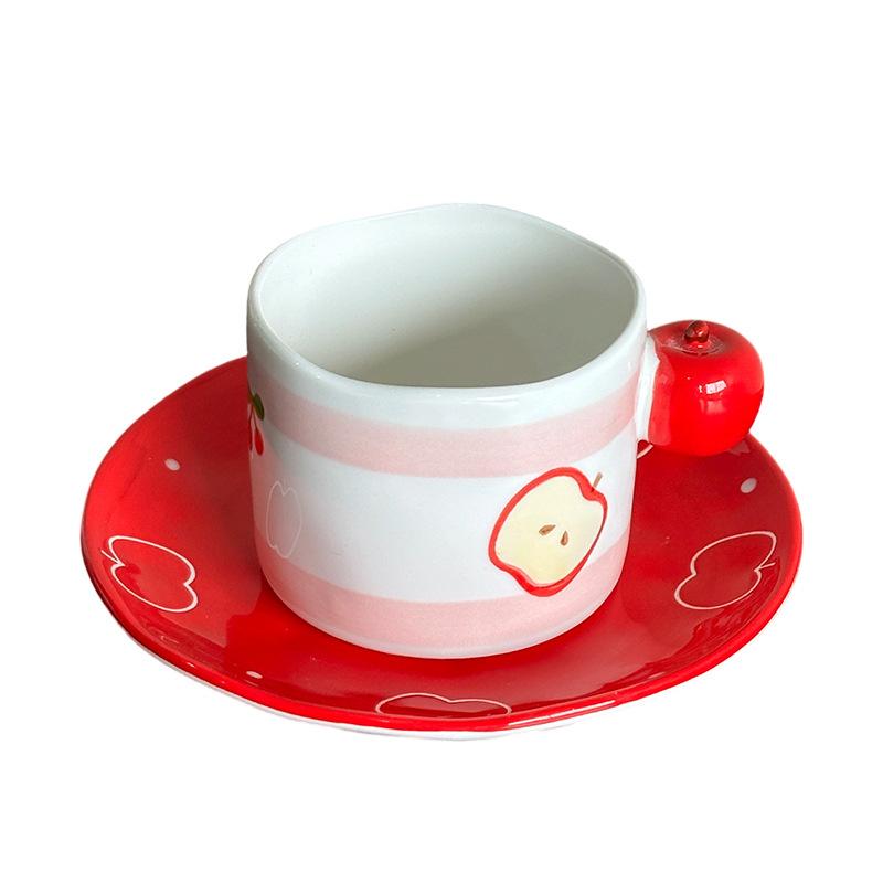 Handmade Creative Apple Ceramic Dinner Plate Cartoon Cute Childlike Ceramic Rice Bowl Household Dessert Bowl Salad Bowl