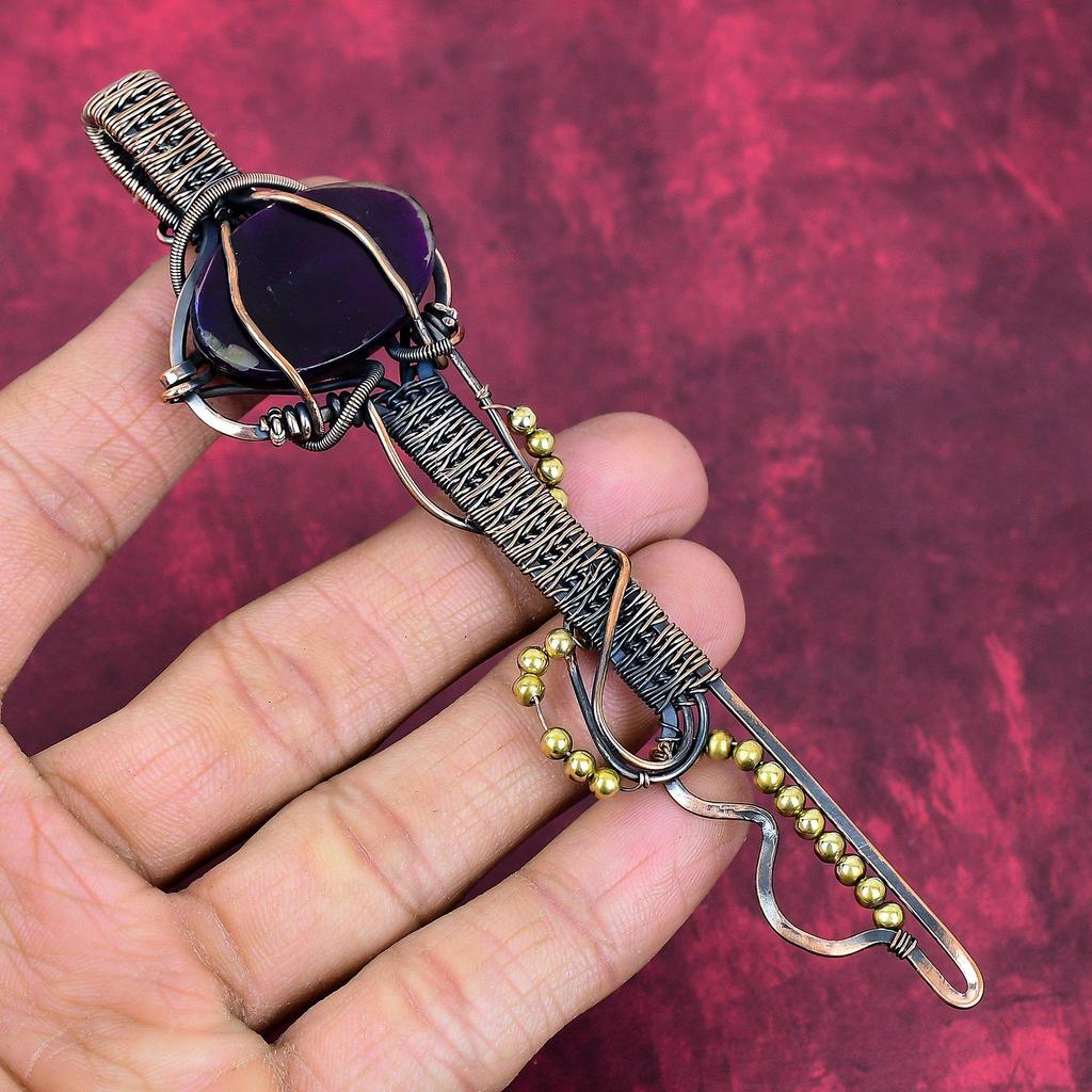 Purple Fire Labradorite Pendant Copper Wire Wrapped Gemstone Pendant Key Pendant Copper Jewelry Handmade Pendant Gifts for Her Wire Jewelry